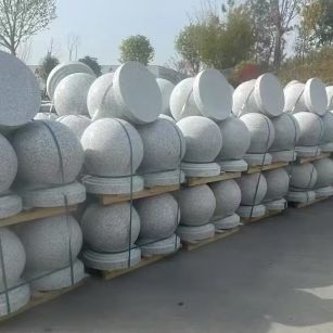 莆田 白麻花岗岩石材圆球，石球，挡车球，隔离球，景观石球，风水球等