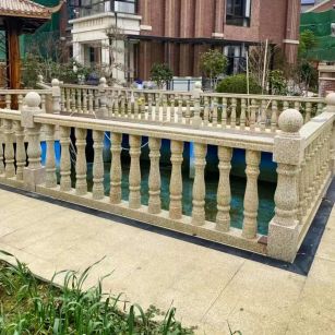 莆田黄金麻花岗岩石材栏杆，扶手，将军柱，花瓶柱