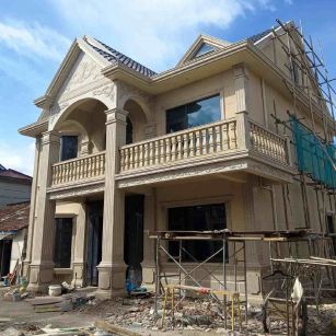 莆田 黄金麻花岗岩石材私人别墅雕花门楼柱阳台栏杆