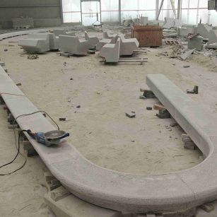 莆田 芝麻白花岗岩弧形花坛石，坐凳石