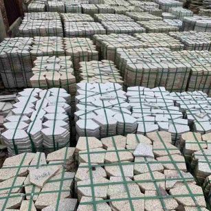 莆田 黄金麻白麻花岗岩荔枝面地铺石(冰裂纹)