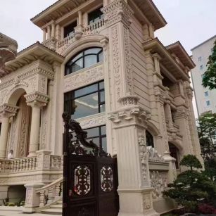 莆田 黄金麻花岗岩别墅外墙干挂效果展示