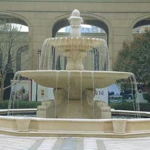 莆田 黄金麻花岗岩异型加工——户外庭院石雕流水喷泉