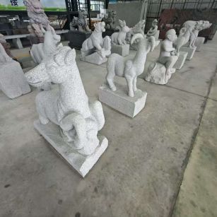 莆田 芝麻白花岗岩造型立体雕刻——十二生肖