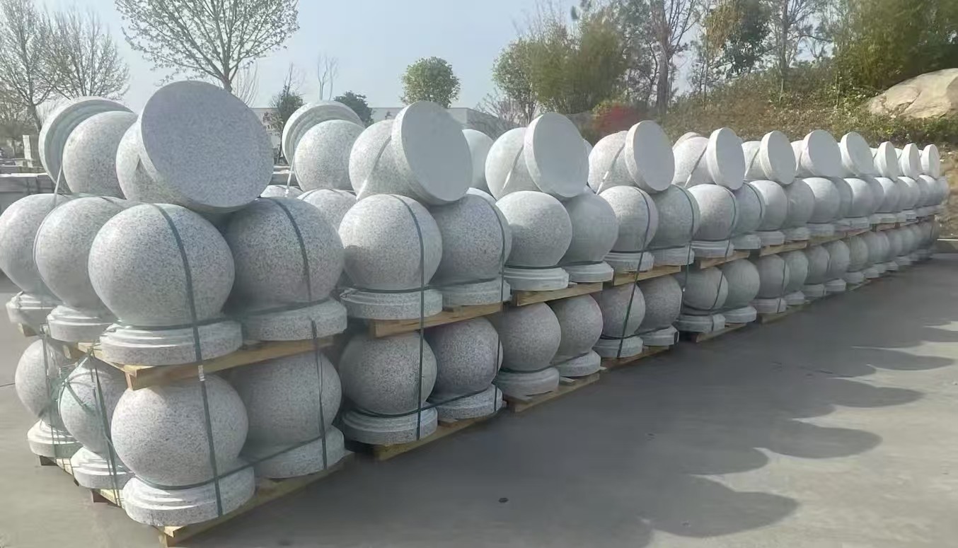 莆田 白麻花岗岩石材圆球，石球，挡车球，隔离球，景观石球，风水球等