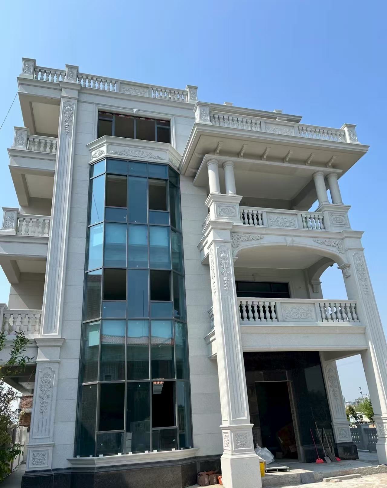 莆田 白麻花岗岩别墅外墙干挂效果展示