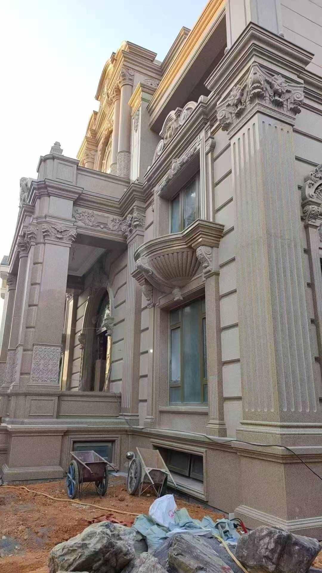 莆田 黄金麻花岗岩光面别墅外墙干挂施工完成