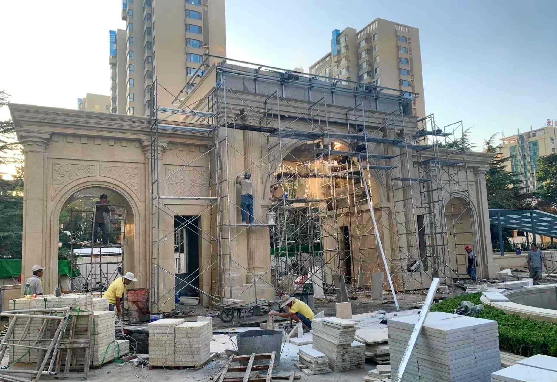 莆田 黄金麻荔枝面花岗岩小区门楼外墙干挂